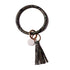 Rainbery Multiful Tassel Keychain Enamel PU Leather O Key Chain Monogram Circle Wristlet Keychain For Women Girls - menochic